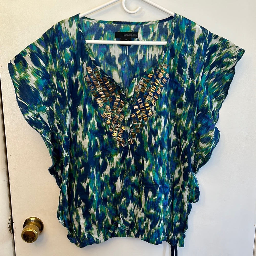 Calvin Klein Jeans Women’s Top Blue/Green Size Large